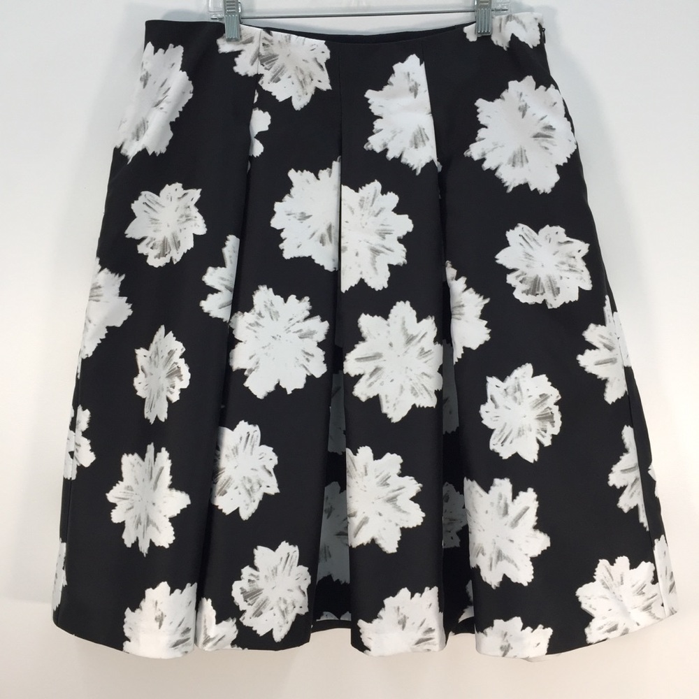 Lane Bryant Black & White Floral Full Skirt